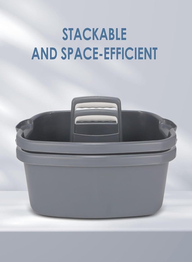 LEVGRY 1-Pack Large Gray Cleaning Caddy for Cleaning Supplies with Handle - Portable Plastic Tote Organizer for Shower, Bathroom, Kitchen, Under Sink Storage - Image 3